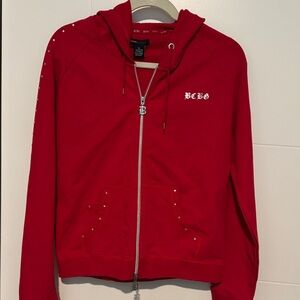 BCBG Red Women's Studded Hoodie Jacket